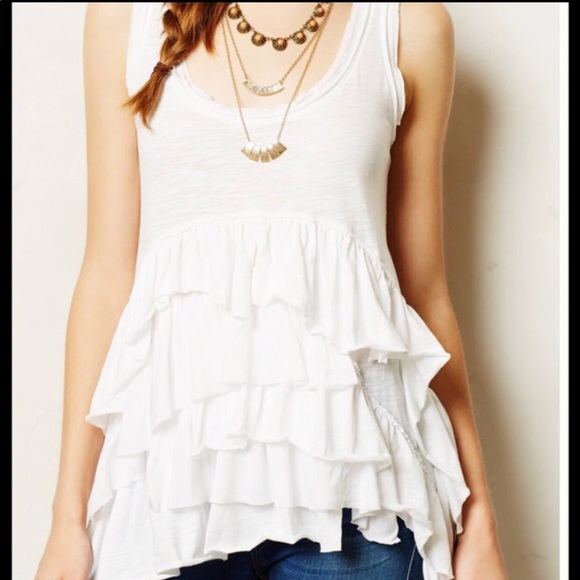 Anthropologie Tops - Anthropology white tiered tank- Sz 8/M